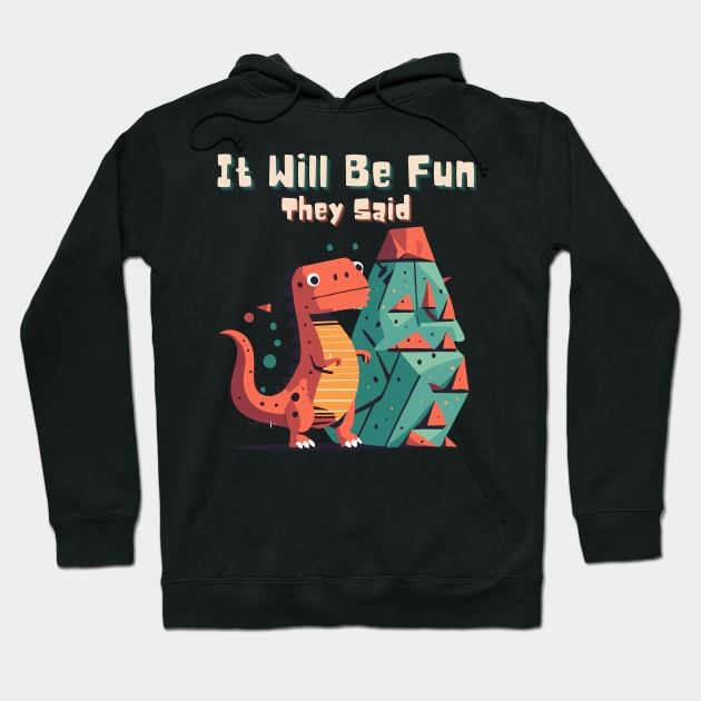 Indoor Rock Climbing Boulderer Bouldering Dinosaur Climber Hoodie by AimArtStudio